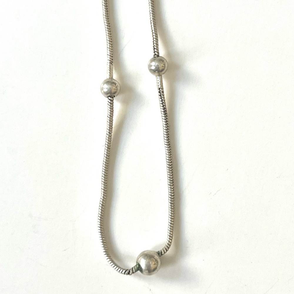thin delicate silver chain bracelet with silver beads & clasp